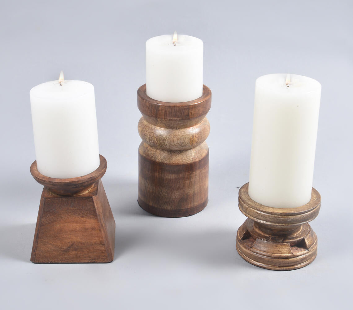Assorted Natural Mango Wood Candle Holders (Set of 3) – Houzz-of-Maya