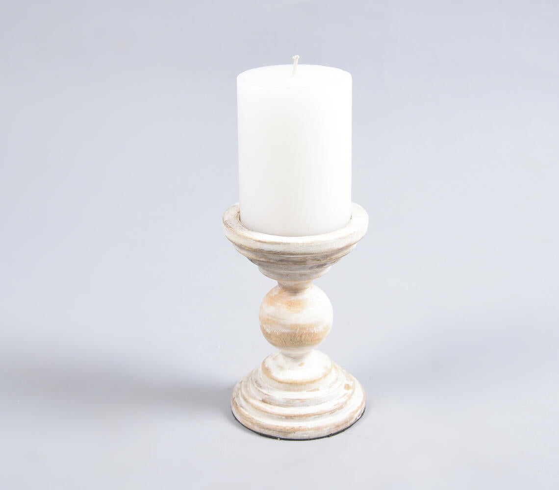 Distress Painted Mango Wood Candle Holder