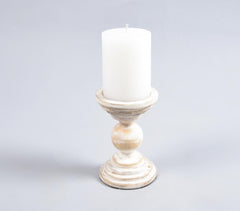 Distress Painted Mango Wood Candle Holder
