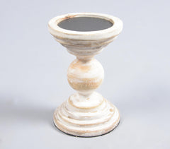 Distress Painted Mango Wood Candle Holder