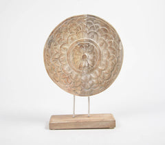 Hand Carved Earthy Wooden Tabletop Showpiece