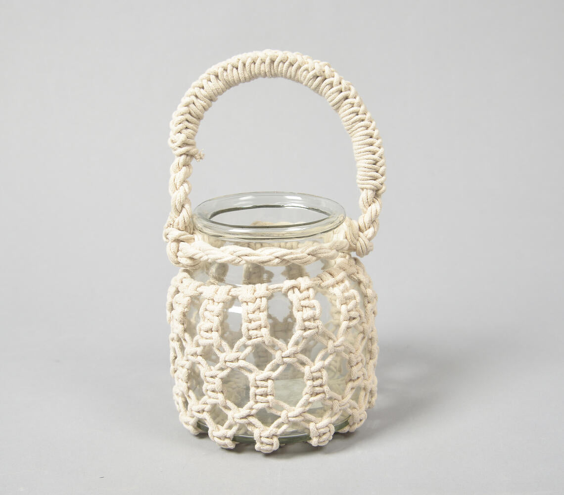 Hand Knotted Jute & Glass Vase Q1