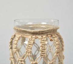 Hand Knotted Jute & Glass Jar Vase