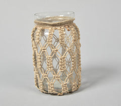 Hand Knotted Jute & Glass Jar Vase