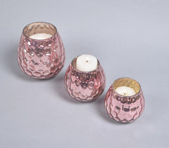 Glistening Mercury Rose Glass Votives (set of 3)