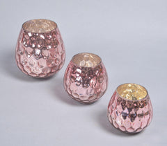 Glistening Mercury Rose Glass Votives (set of 3)
