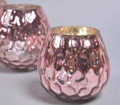 Glistening Mercury Rose Glass Votives (set of 3)