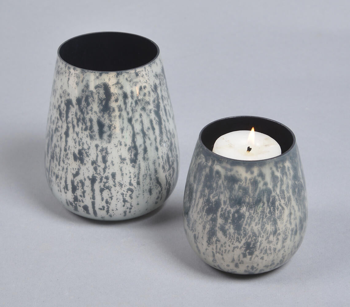 Monochrome Textured Glass Votives (Set of 2)
