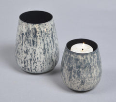 Monochrome Textured Glass Votives (Set of 2)