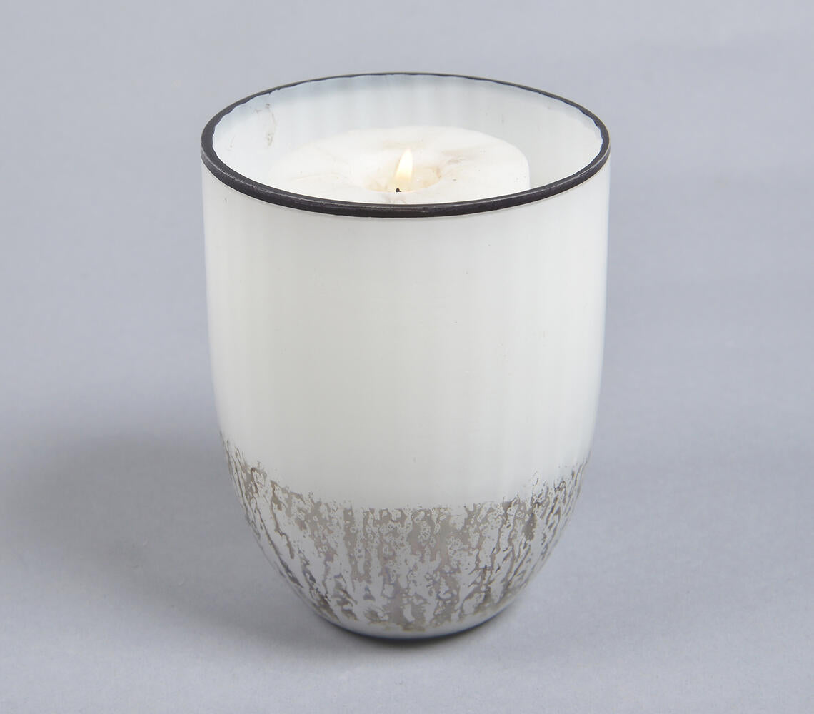 White With Abstract Brown Votive