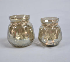 Mercury Toned Smokey Glass Votives (Set of 2)