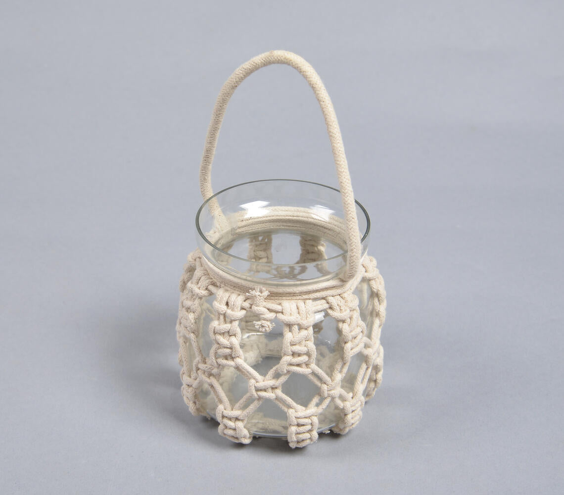 Macrame Knotted Hanging Glass Vase (Small)