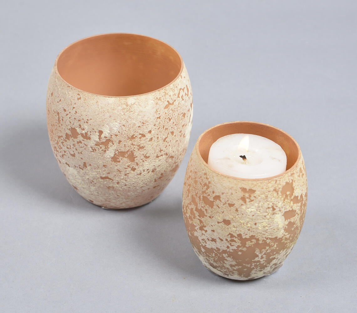 Round Orange Glass Votives (Set of 2)