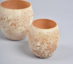 Round Orange Glass Votives (Set of 2)
