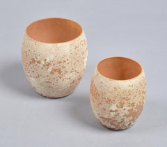 Round Orange Glass Votives (Set of 2)