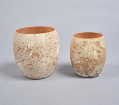 Round Orange Glass Votives (Set of 2)