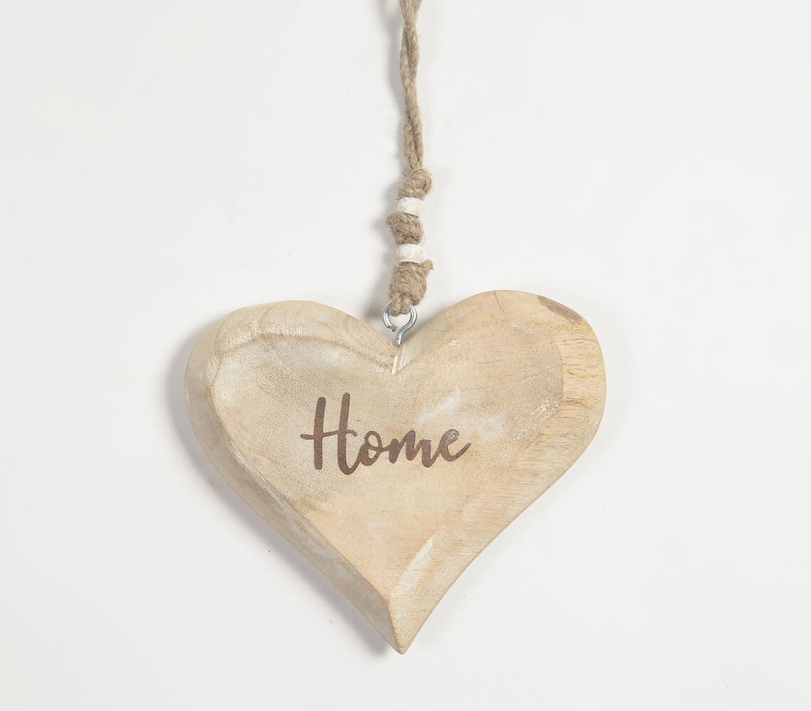 Engraved 'Home' Wooden Hanging Heart