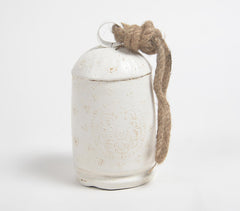 Distress White Iron Bell with Rope