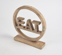Hand Carved EAT Wooden Table Decorative