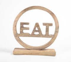 Hand Carved EAT Wooden Table Decorative