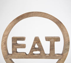 Hand Carved EAT Wooden Table Decorative