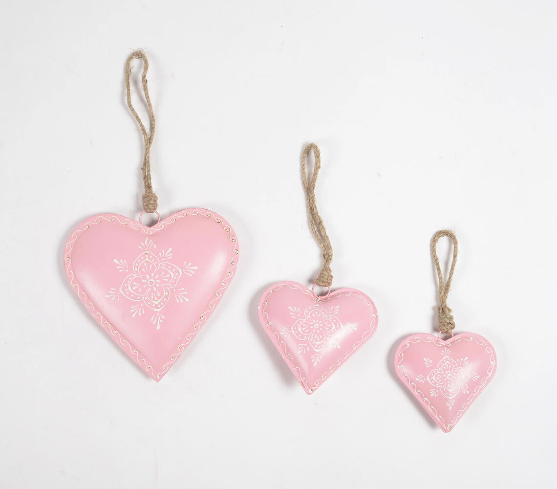 Deco Pastel Pink Hanging Hearts (Set of 3)
