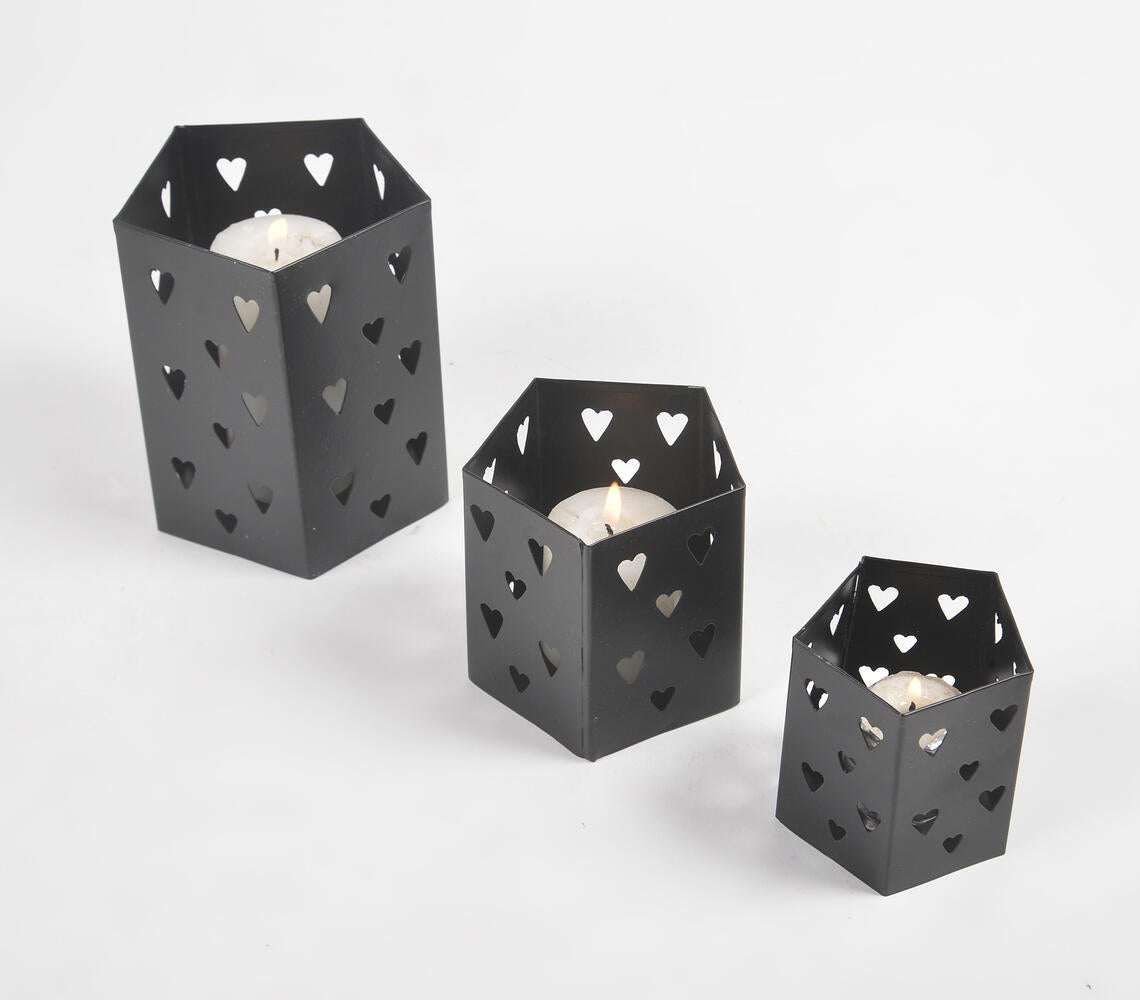 Heart Cut Pentagonal Prism Tea Light Holder