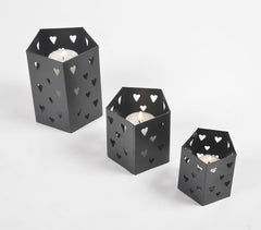 Heart Cut Pentagonal Prism Tea Light Holder