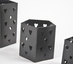 Heart Cut Pentagonal Prism Tea Light Holder