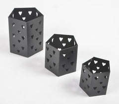 Heart Cut Pentagonal Prism Tea Light Holder