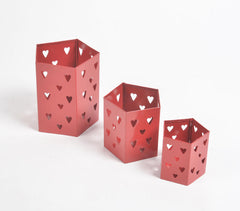 Heart Cut-Out Iron Tea Light Holders (set of 3)