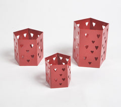 Heart Cut-Out Iron Tea Light Holders (set of 3)