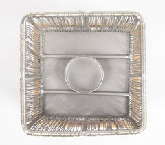 Silver-toned Iron Wire Tea Light Holder with Wooden Base