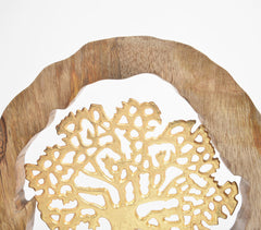 Gold Toned Decorative Tree in Wooden Ring