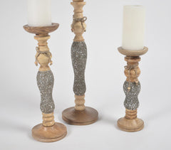 Statement Jazzy Wooden Candle Holders (Set of 3)