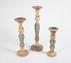 Statement Jazzy Wooden Candle Holders (Set of 3)