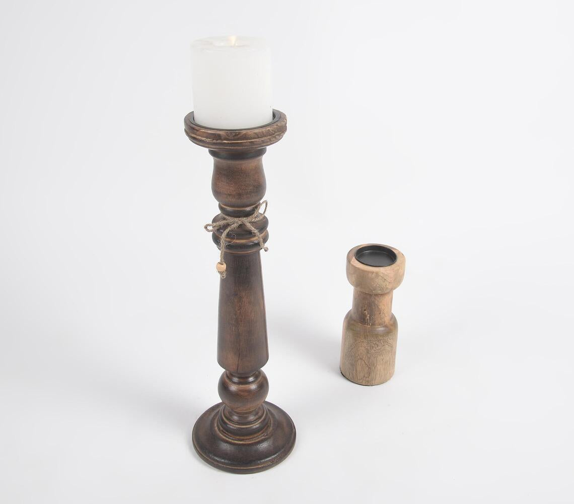 Earthy Turned Wood Candle Holder