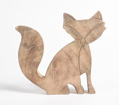 Hand Carved Wooden Decorative Foxes (Set of 2)