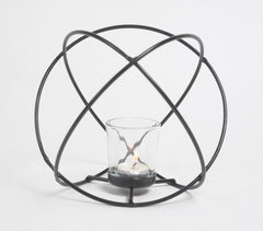 Rolling Globe Aluminum Black Tealight Holder