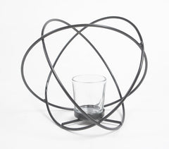 Rolling Globe Aluminum Black Tealight Holder