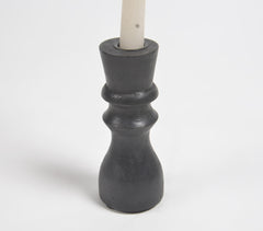 Turned Classic Black Wooden Candle Holder