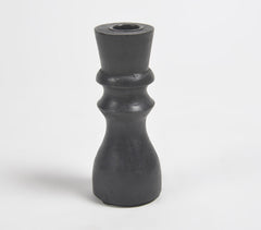 Turned Classic Black Wooden Candle Holder