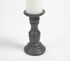 Matte Black Wooden Candle Holder