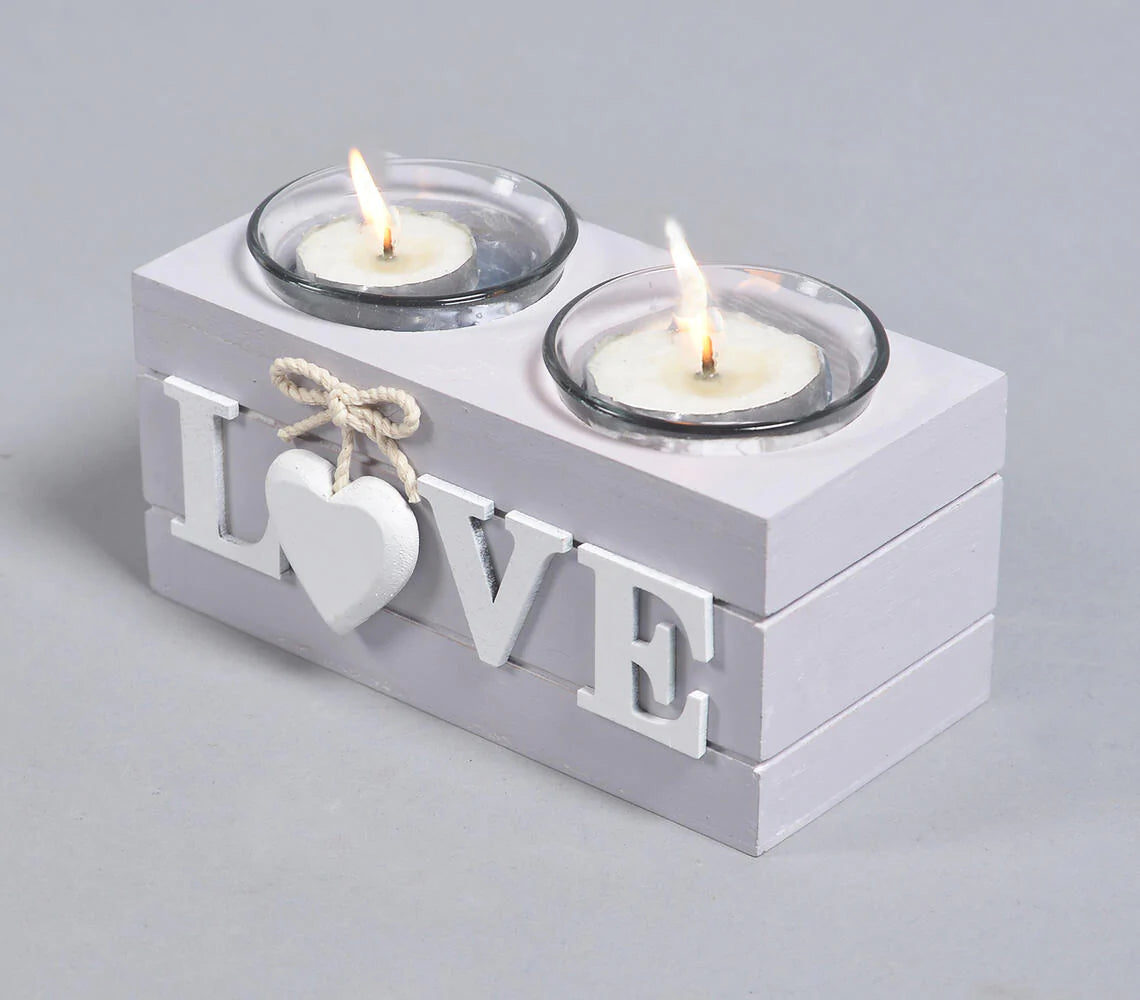 Love-Themed Twin Tealight Holder