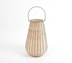 Handwoven Cane & Iron Tea Light Lantern