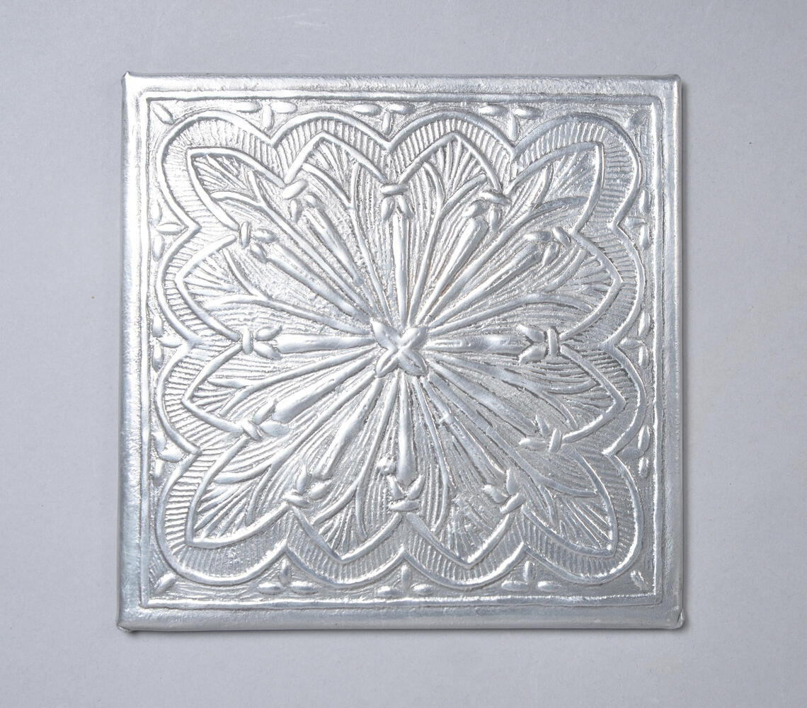 Silver-Toned Aluminium Square Wall Hanging