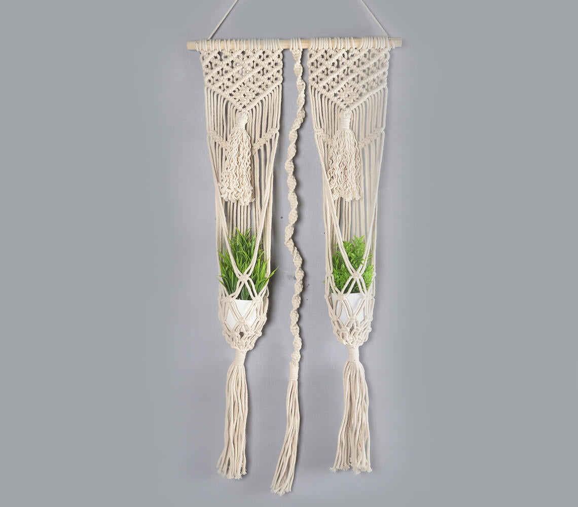 Boho Macrame Wall Hanging Dual Planter