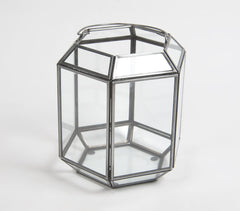 Handmade Iron & Glass Hexagonal Candle Holder