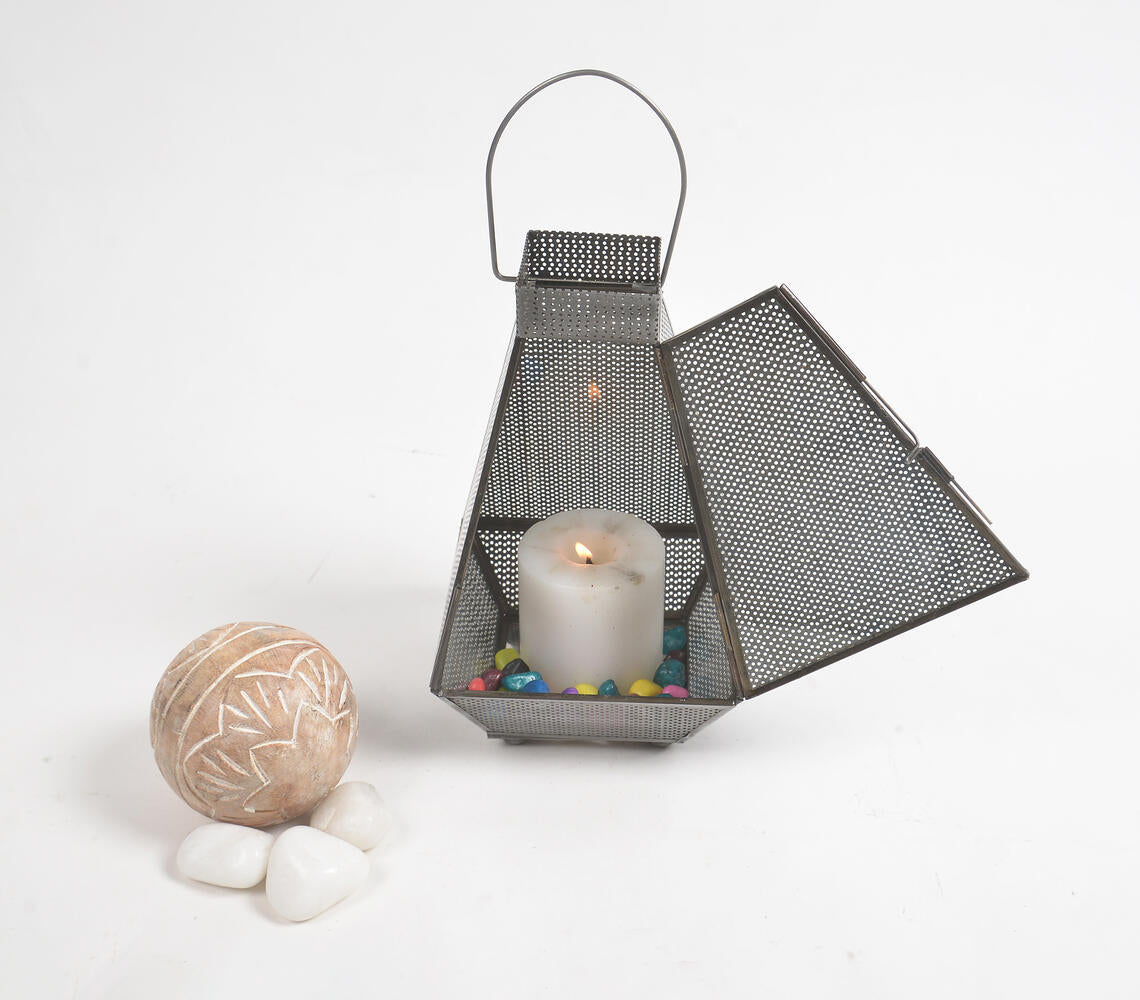 Handmade Glass & Iron Vintage Lantern