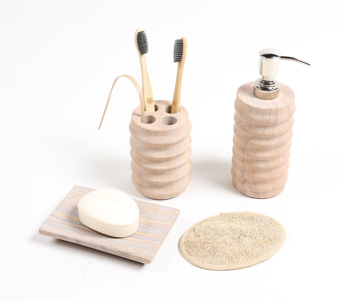 Sandstone Ribbed Classic Bath Accessories Set